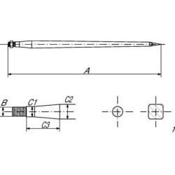 Ząb ładowacza, prosty, profil podwójne T 36x1100 mm końcówka szpiczasta z nakrętką M22x1.5 czarny gopart