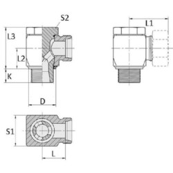 Kątowa złączka gwintowana obrotowa 6L R1/8