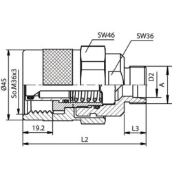 "Szybkozłącze skręcane 1/2"" gwint zew. M22x1.5 15L - wtyczka"