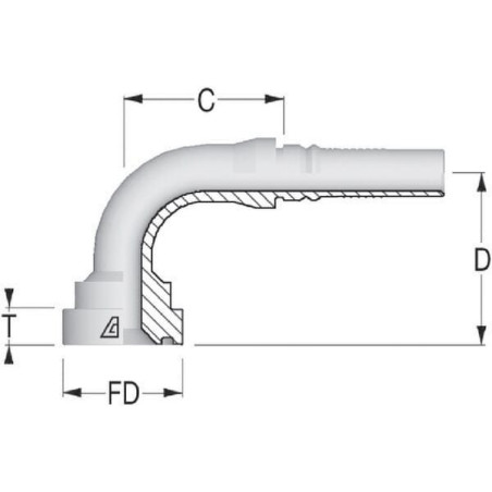 Końcówka 90° 4SH DN20 kołnierzowa Ø 41.3 mm  pasujące do CAT