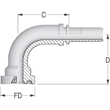 Końcówka węża SFS-NS z kołnierzem 90° 6000, DN32 54 mm