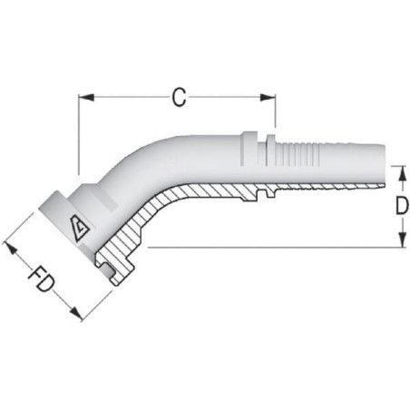 Końcówka węża SFS-NS z kołnierzem 45° 6000, DN25 41.3 mm