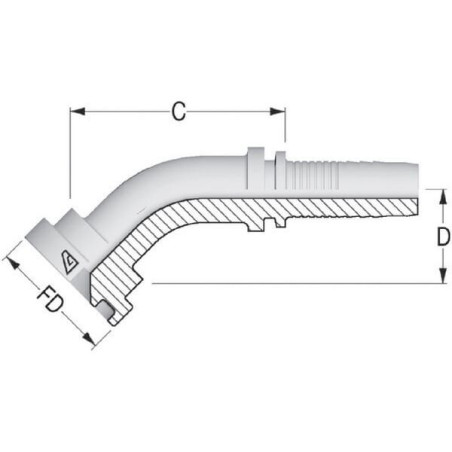 Końcówka węża SFL-NS z kołnierzem 45° 3000, DN32 50.8 mm
