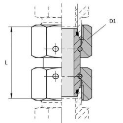 Złącze proste z nakrętkami M30x2.0 22L