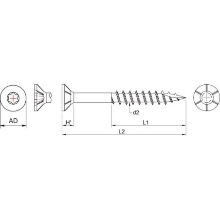 Wkręt do płyt wiórowych 4x40 mm TX20 z łbem stożkowym, Kramp