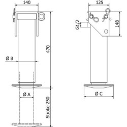 Hydrauliczna stopa podporowa z pompą ręczną 3,3 t