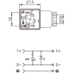 Wtyczka z diodą LED 12/24V DC