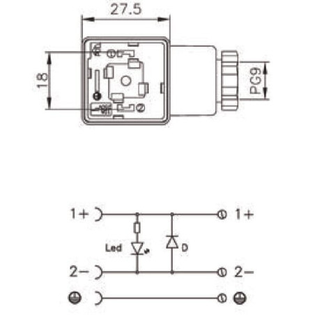 Wtyczka z diodą LED 12/24V DC