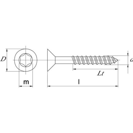 Wkręt do drewna 4x30 mm TX20 z łbem stożkowym, stal szlachetna Kramp