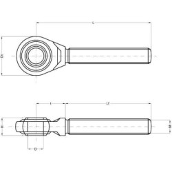 Końcówka oczkowa łącznika górnego, M30 x 3,0, P 25,4 mm