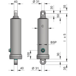 Siłownik teleskopowy 14T-1500 mm