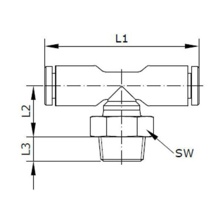 "Trójnik wtykowy T, obrotowy, gwint zew. 1/8"" 8 mm Kramp"