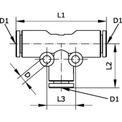 Trójnik wtykowy T, 6 mm Kramp