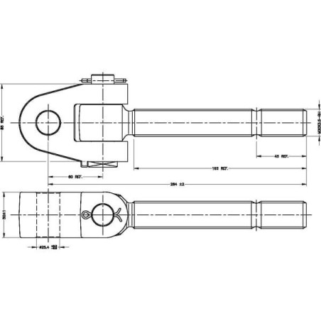 Końcówka przegubowa łącznika górnego, M30x3.5 prawa 25.4 mm