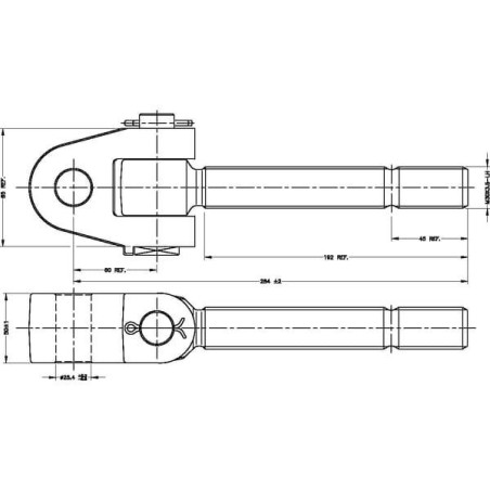 Końcówka przegubowa łącznika górnego, M30x3.5 lewa 25.4 mm