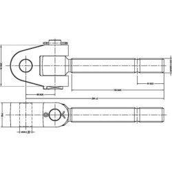 Końcówka przegubowa łącznika górnego, M30x3.5 prawa 19.0 mm