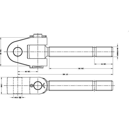 Końcówka przegubowa łącznika górnego, M30x3.5 prawa 22.0 mm