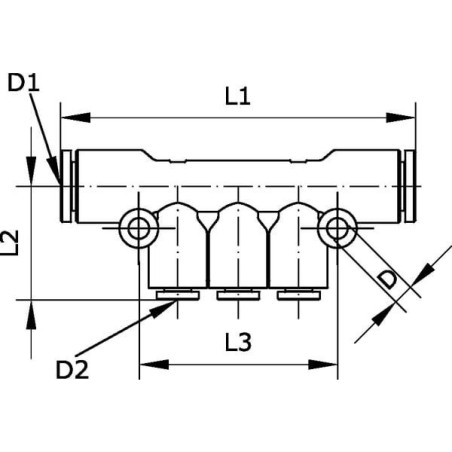 Rozdzielacz wtykowy wielosegmentowy, 8-4-4-4-8 mm Kramp