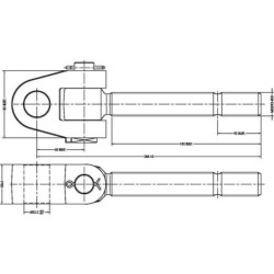 Końcówka przegubowa łącznika górnego, M30x3.0 prawa 32.0 mm