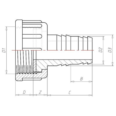 "Złączka do węża 31mm x GW 1 1/2"""