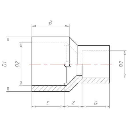 Złączka redukcyjna PCW-U VdL, 32 x 16 mm