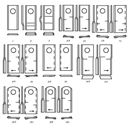 Nożyk kosiarki rotacyjnej prawy 120x48x4 mm otwór Ø 18.50 mm okrągły pasuje do Vicon/Gehl/Lely/New Holland/Pöttinger 25 szt.