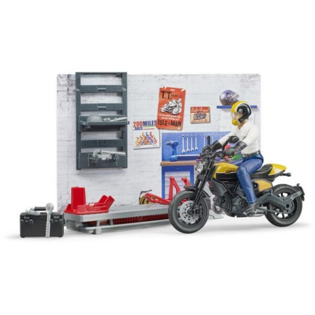 Bruder Warsztat naprawy motocykli z motocyklem Scrambler Ducati Full Throttle U62102