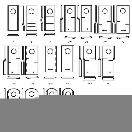 Nożyk kosiarki rotacyjnej lewy 107x47x4 mm otwór Ø 18.25 mm okrągły pasuje do Vicon