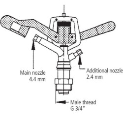 "Zraszacz pełonoobrotowy V 35,  3/4"""