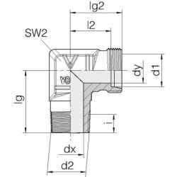 "Złącze kątowe gwint zewnętrzny NPT WES, 10L M16x1.5 1/4"""