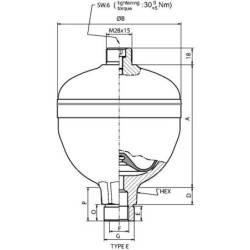 Akumulator membranowy typ WA 350 bar Saip, 1,4 l 35 bar