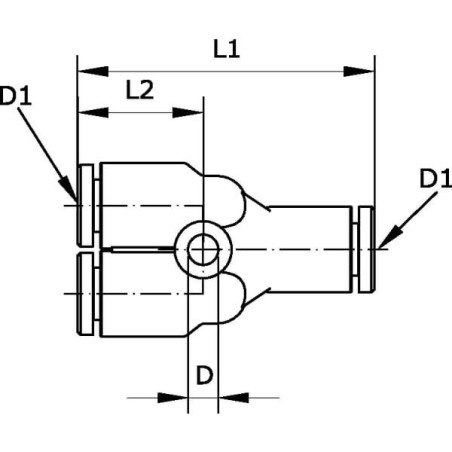 Trójnik wtykowy Y, 6 mm Kramp