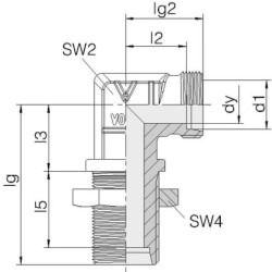 Złącze kolankowe grodziowe M22x1.5 15L