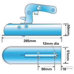 Zaczep kulowy przyczepki, 750 kg 50/51 mm