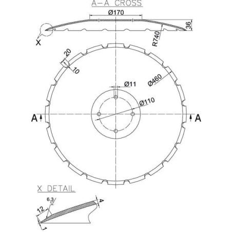 Talerz uzębiony 460x4.0 mm