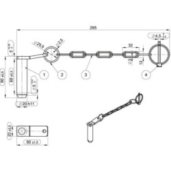 Sworzeń z łańcuchem 20x20 mm Scharmüller