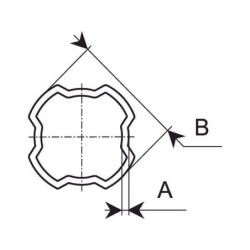 Rura profilowana zewnętrzna czterokątna S7 Ø wew. 47.4 Ø zew. 53.9x3.3 mm L=3 m Bondioli&Pavesi