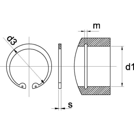 Pierścień osadczy wewnętrzny 22x1 mm DIN 472 Kramp