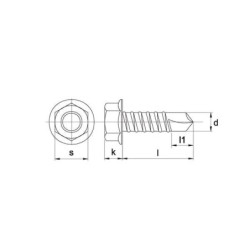 "Wkręt samowiercący 6.3x38 mm, 10 mm 3/8"" 6-kt. z łbem kołnierzowym, stal, DIN7504 Kramp"