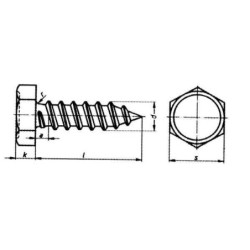 Wkręt samowiercący 4.8x25 mm, 8 mm 6-kt. z łbem na klucz, stal, DIN7976C Kramp