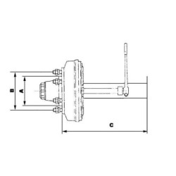 Oś hamowna ADR, 80 x 80, L-1900, piasta 220 / 275, M18 x 1,5