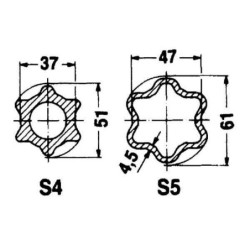 Rura profilowana gwiazda S5 Ø wew. 52 Ø zew. 61x47x4.5 mm L=2.9 m Walterscheid