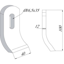 Nóż bijakowy wygięty 100x40 mm Herder