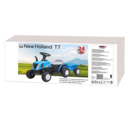 Jeździk New Holland z przyczepą, niebieski, 6V