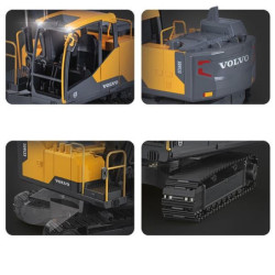 Koparka Volvo EC160E Metal 1:16 z chwytakiem i młotem wyburzeniowym