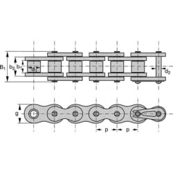 Łańcuch rolkowy BS DIN 8187 simplex Rexnord, 2 x 1 1/4 32B-1