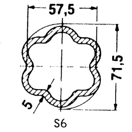 Rura profilowana gwiazda S6 Ø wew. 61.5 Ø zew. 71.5x57.5x5 mm L=0.8 m Walterscheid