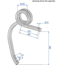 Ząb sprężynowy spiralny, lewy 35x35x600 mm