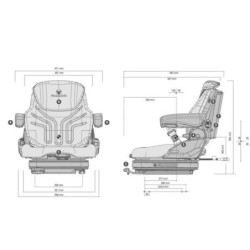 Siedzenie Primo XL Plus PCW, 12V, niska częstotliwość Grammer