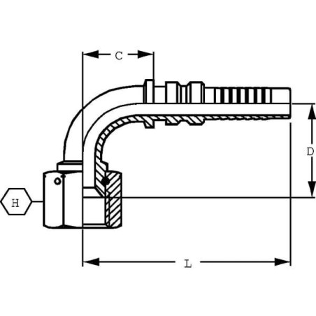 "Końcówka do zakucia 4SH-DN32-1-5/8"" UNF-90°"